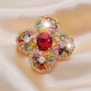 NEW Gorgeous 14K Gold & Gemstone Statement Ring